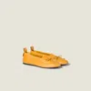 Miu Miu Élan Bow Leather Ballerina Flats In Yellow