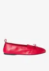 Miu Miu Red Solid Ballet Flats In Red