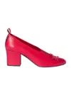 Miu Miu Nappa Pumps Block Heel Bow Detail In Red