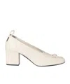 Miu Miu 65mm Élan Bow-embellished Block-heel Pumps In White