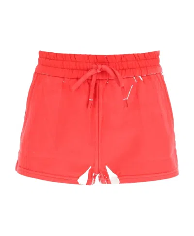 Miu Miu Elastic Drawstring Shorts In Orange