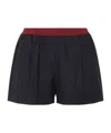 Miu Miu Virgin Wool Pinstriped Shorts In Black