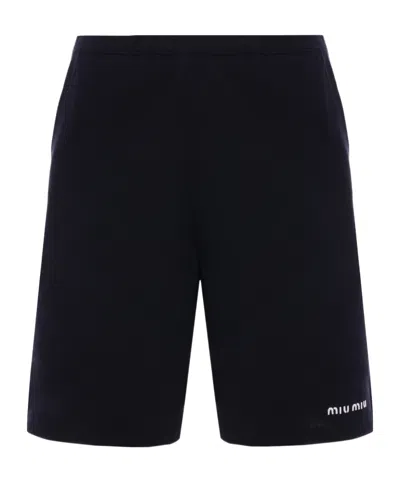 Miu Miu Elastic Waist Shorts In Black