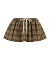 Miu Miu Embroidered Wool Mini Skirt Drawstring Detail In Green