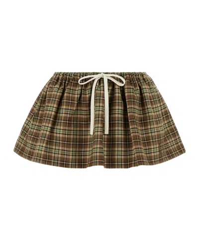 MIU MIU MIU MIU CHECKED MINI SKIRT