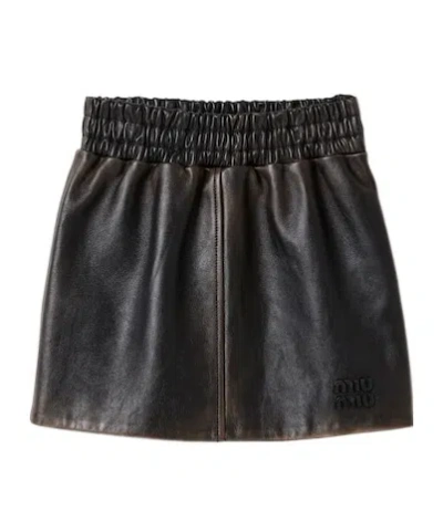 Miu Miu Elastic Waist Skirt In Black