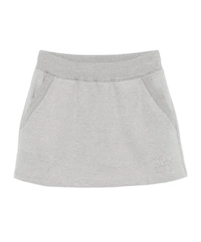 Miu Miu Elastic Waist Skirt In White