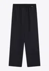 Miu Miu Elastic-waist Wool Pants In Black
