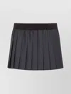 Miu Miu Elastic Waistband Pleated Mini Skirt In Black