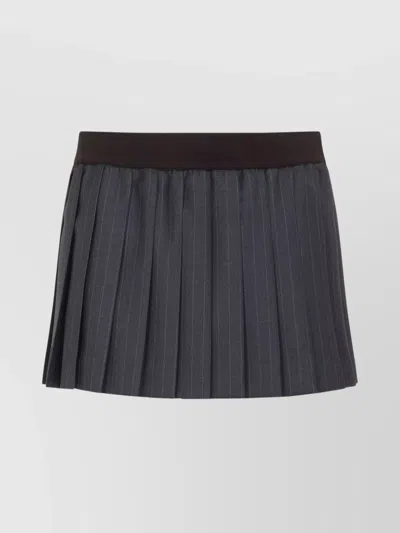 Miu Miu Elastic Waistband Pleated Mini Skirt In Black