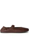 Miu Miu Elasticated Ballet Flats In Brown