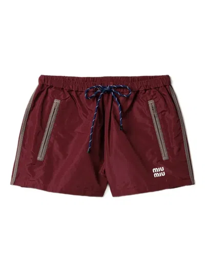 Miu Miu Elasticated Drawstring-waist Shorts In Red
