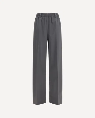 Miu Miu Elasticated Straight Leg Wool Pants In Grey