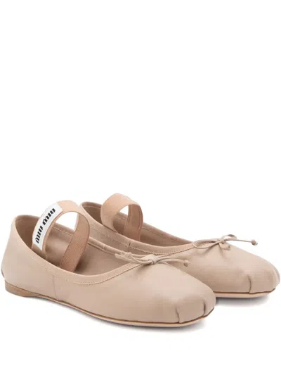 Miu Miu Women's Powder Leather Ballerinas In Orchidea