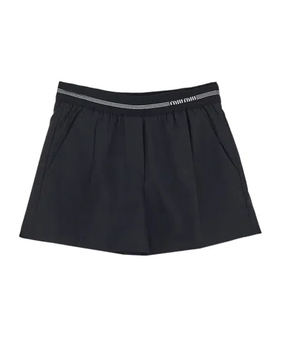 Miu Miu Elasticated Waistband Shorts In Black