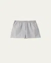 Miu Miu Elasticized Poplin Shorts In Alluminio