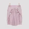 Miu Miu Elasticated Waistband Striped Shirt Mini Dress Clothing In Pink