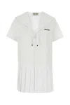 Miu Miu Chic Poplin Mini Dress In White