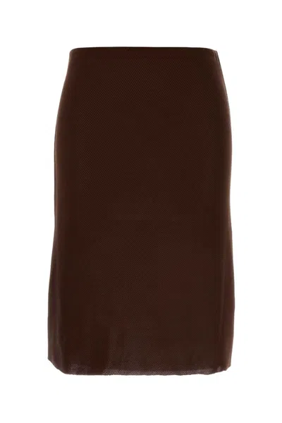 Miu Miu Elegant Silk Skirt In Brown