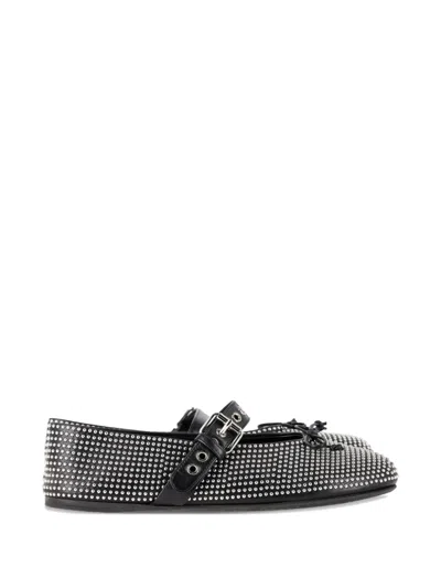 Pre-owned Miu Miu Embellished Ballet Flats In Black