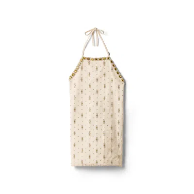 Miu Miu Embellished Canvas Apron In Brown