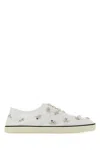 Miu Miu Embellished Canvas Sneaker In White
