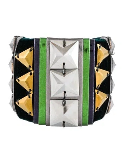 Pre-owned Miu Miu Embellished Cuff Bracelet, 7" In Multi