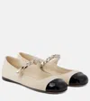 Miu Miu Ankle Strap Ballerinas In White