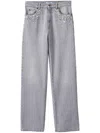 Miu Miu Embellished Mid-rise Straight-leg Jeans In Grey