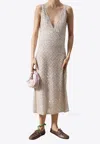 Miu Miu Embellished Midi Chiffon Dress In Silver