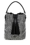 Miu Miu Silver Crystal-embellished Satin Bucket Bag