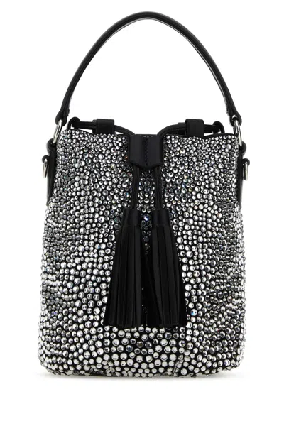 MIU MIU MIU MIU EMBELLISHED SATIN BUCKET BAG