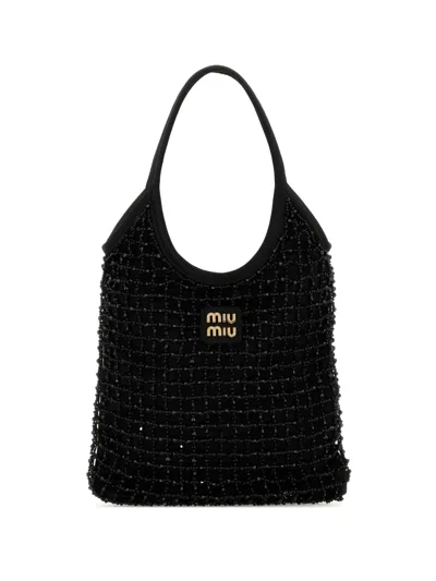 MIU MIU EMBELLISHED SATIN HANDBAG