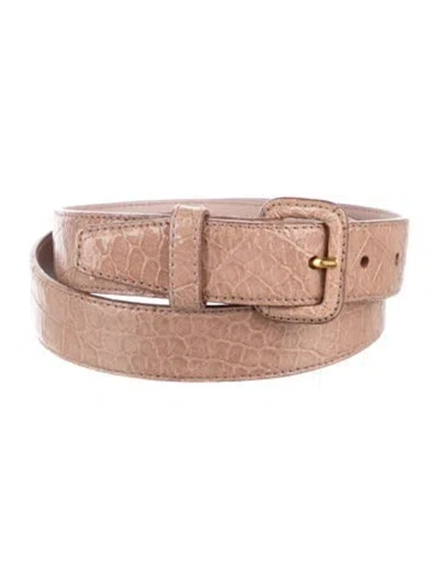 Pre-owned Miu Miu Embossed Leather Waist Belt In Brown