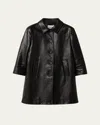 Miu Miu Embossed Logo Leather Jacket In Black