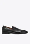 Miu Miu Embossed-logo Leather Loafers In Black