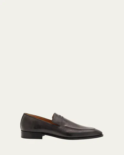 Miu Miu Embossed Logo Leather Mocassin Loafers In Black