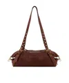 Miu Miu Nappa Leather Bag With Embossed Logo Lettering In Brown
