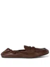 Miu Miu Women Ruches Leather Loafers With Lettering Logo In Multi