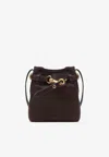 Miu Miu Embossed Logo Nappa Leather Pouch Bag In Brown