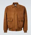 Miu Miu Embossed Suede Blouson In Brown