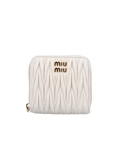 Miu Miu Embossed Wallet In White