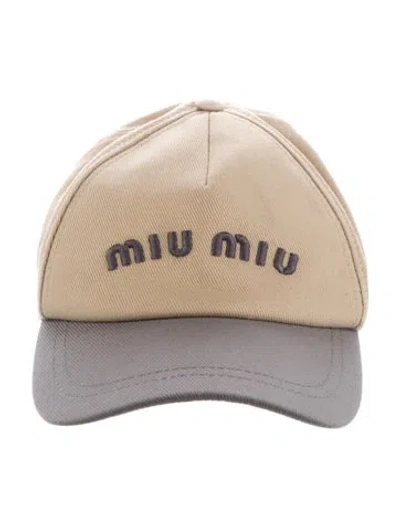 Pre-owned Miu Miu Embroidered Baseball Cap In Brown
