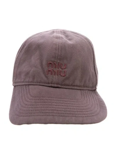 Pre-owned Miu Miu Embroidered Baseball Cap In Brown