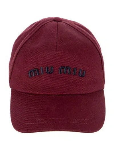 Pre-owned Miu Miu Embroidered Baseball Cap In Burgundy