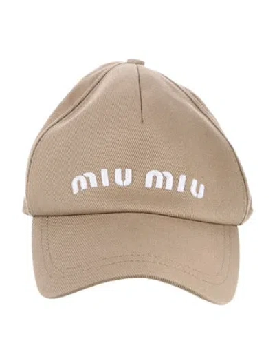 Pre-owned Miu Miu Embroidered Baseball Cap In Neutrals