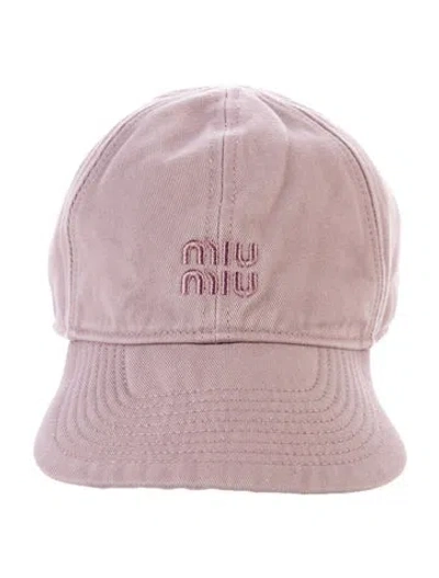 Pre-owned Miu Miu Embroidered Baseball Cap In Purple