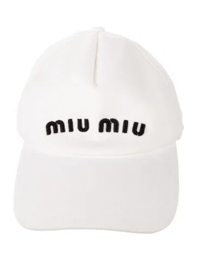 Pre-owned Miu Miu Embroidered Baseball Cap In White