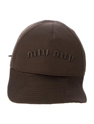 Pre-owned Miu Miu Embroidered Baseball Hat W/tags In Brown