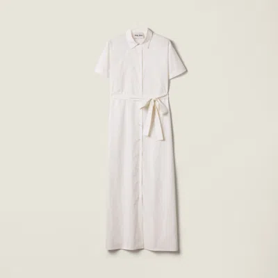 Miu Miu Embroidered Batiste Maxi-dress In White